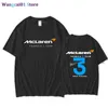 Herren T-Shirts Mclaren F1 Team T-Shirt Daniel Ricciardo 3 Neuheiten 2022 Sommer Kurze Seve Tops Reine Baumwolle Großer Trainingsanzug Männer T-Shirts Drucken 0325H23