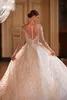 Brudklänning Modern Shine A-Line Bröllopsklänningar med Crystal Applique New Purity Pärlor Anpassade Borst Train Robes de Mariee Vestidos de Novia