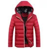 Herr ner Autumn Winter Mens Jacket lättvikt svart bomull vadderad varma parkas casual puffer huva utkläder