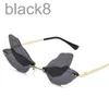 Lunettes de soleil Designer Hip Hop Mode Papillon Sans Cadre Garni Lunettes Sombres Femelle Libellule Ailes Discothèque 3VPU