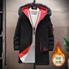 Men's Jackets Winter Warm Thick Fleece Parkas Waterproof Hooded Fur Collar Jacket Coat Autumn Fashion Casual Long 230325