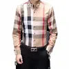 Designer Mens Dress Shirt Casual Slim Slip T-Shirt Caseve Long Cashing Business Business Men Luxury Ploid Men Asia Szie XXL XXXXL 718812594