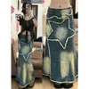 Gonne Anni 2000 Retro Y2K Estetica Grunge Gonna lunga Vintage Mall Goth Streetwear Hippie Style Star Tassel Pattern Denim 230325