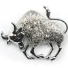 Brooches Pins 2023 Year Zodiac Ox Bull Animal Metal Men Suit Lapel Pin Rhinestone Brooch Fashion Jewelry Women Accessories Gifts Marc22