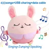 Electronic Plush Toys 400Songs Speaking Electronic Plush Toy Jumping Rabbit Ball Recordable Doll Toys Bouncing USB Singing Pet Toys for Kids Gifts 230325