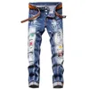 Męskie dżinsy od projektantów Spodnie męskie Projektant czarne obcisłe naklejki Light Wash Ripped Motorcycle Rock Revival Joggers True Religions Mens jeans