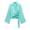 Tvådelt klänning Summer Silk Satin Texture Double Pracket Elegant Series oregelbundna skjorta med hög midja Kjol PLECTED SKY BLÅ 230324