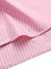 Blouses Femmes Chemises pour femmes 2023 Mode Chemise rayée rose avec poches plaquées Col à revers Bouton avant Haut à manches longues en vrac