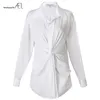 Bloups feminina camisas Ael Blouses White Cross Tipo solto Camisas de senhoras top lazy casual femme camisa de verão roupas femininas 230325