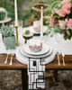 テーブルナプキン4PCS抽象幾何学スクエアアートブラックグレー50cm結婚式の装飾布キッチンサービングナプキン