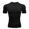 T-shirts pour hommes Compression T-shirt à séchage rapide Hommes Running Sport Skinny Short Tee Shirt Homme Gym Fitness Bodybuilding Entraînement Noir Tops Vêtements 230325