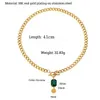 18 Karat vergoldeter Edelstahl, Smaragd-Zirkonia-Anhänger-Halskette, Büroklammer-Ketten-Choker, Layering-Schmuck für Frauen und Mädchen