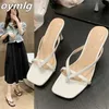 Sandalen 2022 Zomer nieuwe dunne riem clipon flipflops dunne dunne hakken middelste hakken squareto slippers goede openinged dames sandalen z0325