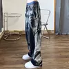 Kvinnors jeans baggy svarta kvinnor slips färgt tvättade raka breda benbyxor hög midja goth vintage streetwear denim casual hippie byxor 230325