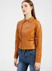 Women's Leather & Faux Women Washed PU Jacket For Ladies Fashion Lapel Spring Autumn Solid Color Long Sleeve JacketWomen's