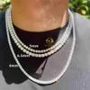 Redo att skicka Hot Selling Large Stock 925 Sterling Silver Diamond Tennis Necklace Armband Iced Moissanite Chain