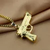 Hänghalsband Hiphop Gold Color Gun Necklace Pistol Unisex Maxi Submachine för män/kvinnor Hip Hop -smycken