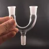 Adaptateur en verre Accessoires pour narguilés à double bol 14,5 mm et 18,8 mm Séparateur de triangles à deux tailles 3 joints sur un adaptateur givré pour options Tuyaux de bangs à eau