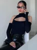 Sıradan Elbiseler Weeepe Black Hollow Out Seksi Harajuku Bodysuit Womens Kapalı Omuz Sokak Güzlüğü Partisi Kulüp Vücut Jumpers Beyaz Yükselen Bayanlar 230325