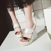 Sandals Pxelena Platform Wedge High Heels Women Rivet Open Tee Terve Office Office Party Lady Lady Big Size 2023