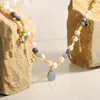 Gerdanlık moda karışımı ve eşleştirme doğal taş tatlı su inci kolye kadınlar için retro 18k altın kaplama basit benzersiz mücevher aksesuarları