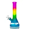 Rasta Glass Beaker Bong Frosted Rainbow Hookah Dab Oil Rigs 5mmの高さの厚いリサイクルビッグウォーターパイプが下にあるとボウルが付いています