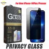 Protecteur d'écran de confidentialité pour iPhone 15 14 Plus 13 12 11 XS Bouclier de couverture anti-espion en verre trempé pour Samsung S8 S7 avec emballage de vente au détail