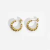 Hoop Earrings Waterproof 18k Gold Plated Stainless Steel Glass Stone Croissant For Women Regalo De Joyas Para Mujeres Gift