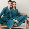 Vêtements de nuit pour femmes femmes été 2023 longue robe de bain douce pyjamas Kimono solide gaufre peignoir avec ceintures robe de chambre femme HomewearWomen'