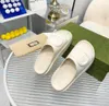 2024 Luxury Designer Women Flatform Double G Canvas Slide Men Slås Sandal Flat broderade Flip Flops Shoe Thick Bottom Tryckt RUBBE