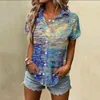 Camicette da donna Camicia 3x Donna Primavera Estate Fiore Stampato Manica corta Scollo a V Natale Donna Pieghe lunghe