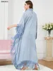 Etnische kleding Abaya Moslimvrouwen Tassel Batwing Sleeve jurk Turtleneck Casual losse oversized onregelmatige zoom Robe Marokkaanse Caftan Ramadan 230324