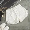 Short féminin Summer Blanc Denim Shorts Fashion Ripped trous Ripped Tassel Casual High Taist Black Jeans Shorts 230325