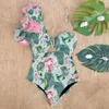 Swim Wear Sexy One Shoulder Ruffle Piece Swimsuit Print Floral Badkläder Kvinnor Baddräkt Beachwear Monokini 230325