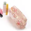 10pcs 패션 핑크색 모란 꽃 저장 가방 스퀘어 형태 방수 지퍼 유명한 미용 화장품 케이스 럭셔리 18x5x10cm 작은 메이크업 주최자 지퍼가있는