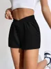 Kvinnors shorts Casual Solid Asymmetrical Elastic Midje Track With Pocket Summer Sports Clothes Loose Biker Streetwear Y2K 230325