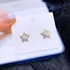 Stud Earrings Exquisite Imitation Pearl Crystal Star Gold Color Plated Cubic Zirconia Women Jewelry