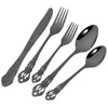 Servis uppsättningar Vintage 20st Black Set Knife Fork Dessert Spoon Table Stay Steel Cotlary Party Western Kitchen Flatware