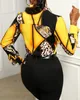 女性のブラウスチータープリントカラーブロックボタンedヨーロッパアメリカファッションデイリーワークオフィスレディカジュアルセクシーなシャツ