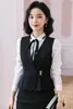 Two Piece Dress Fashion Blue Waistcoat Vest Women Business Suits Skirt And Top Sets Ladies Work Office Uniform StylesTwo