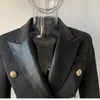 Women's Suits Blazers HIGH QUALITY est 2023 Designer Jacket Classic Lion Buttons Double Breasted Leather Collar Slim Fit Blazer 230325