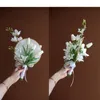 Düğün Çiçekleri Janevini 2023 Çin Zarif Gelin El Fan El Yapımı Beyaz Lale İpek Açık Buket Ramo Novia Boda
