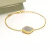 18K Gold Plated Link Link Link Aço inoxidável Pulseira Designer de cristal simples letra letra letra feminino Bracelets de pulseiras Bangles