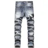 2023 Европейская и американская мужская джинсовая дизайнер разорванные джинсы Хип-хоп Хай-стрит модная модная бренда Велоспортная мотоциклетная вышива