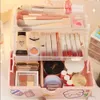 Storage Boxes Bins Multilayer Cosmetic Storage Box Plastic Clear Cute Makeup Organizer Desk Large-capacity Makeup Accessories Organizer Box Storage P230324