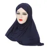 Sciarpa di cotone tinta unita Hijab per le donne musulmane Jersey elasticizzato Sciarpa per la testa Sciarpe avvolgenti per la testa Turbante Copricapo Copricapo per donna