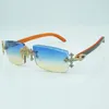Cross Diamond Coole Sonnenbrille 3524031 mit naturorangefarbenen Holzbeinen und 57-mm-geschliffenen Gläsern