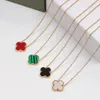 Luxury Logo stamp 15mm flower pendant 18K gold silver necklace Stainless Steel ceramic black red green pink blue Love Jewelry Women girl 46cm extend chain 4cm