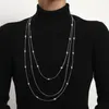 Chaînes multicouche mode géométrique perle chaîne collier pour femmes personnalité créative Simple Long pull bijoux