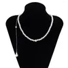 Hänge halsband sexig enkel lång imitation pärlhalsband för kvinnor silver färg smycken strand fest tillbehör valentin gåvor